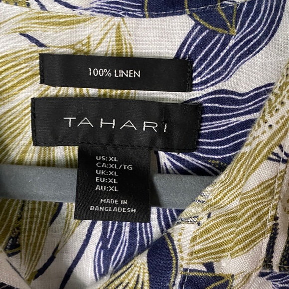 Tahari Multicolor Linen Leaf Print Shirt - Picture 3 of 5